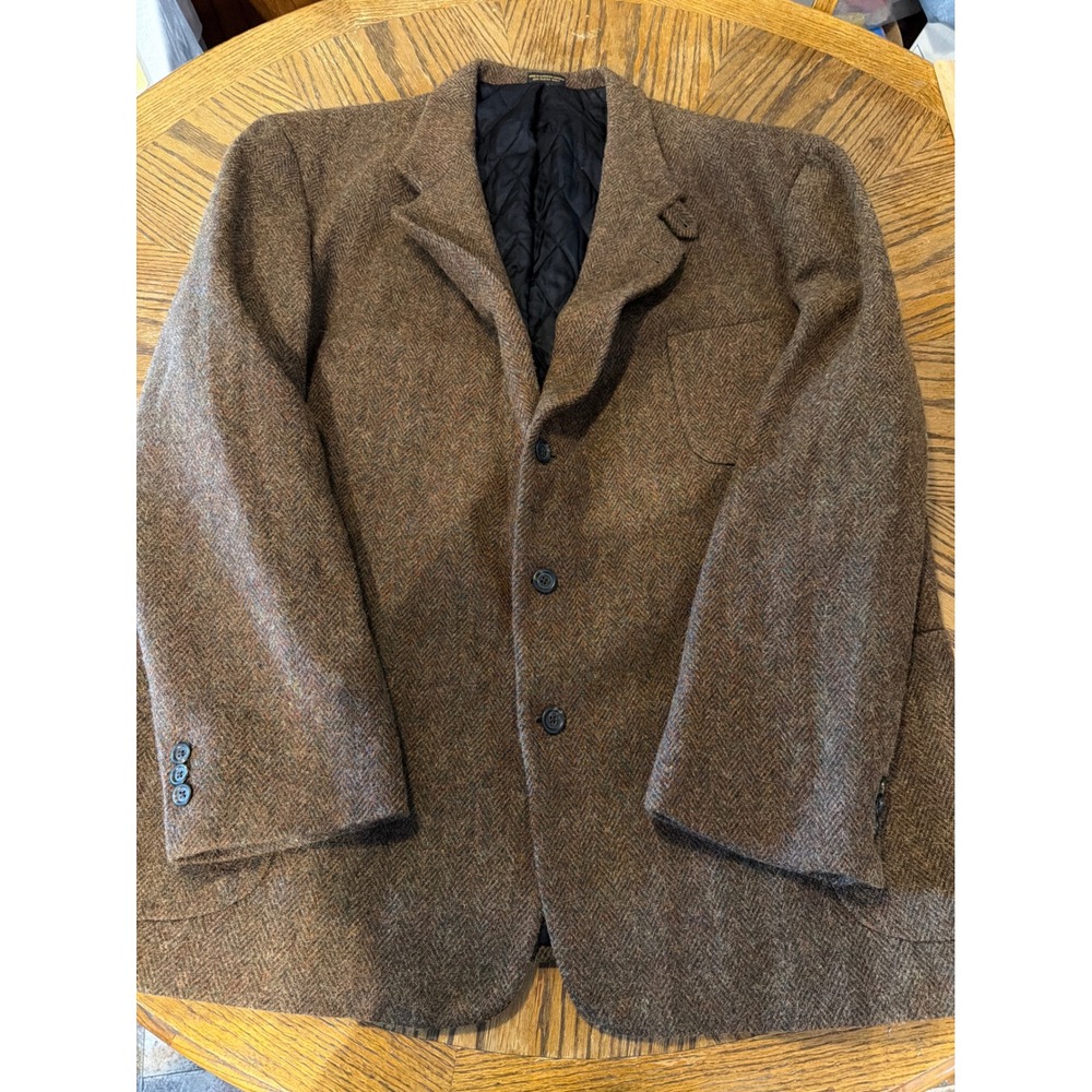 LL Bean Mens XXL Tall Brown Herringbone Wool 3M Thinsulate Blazer Jacket H321